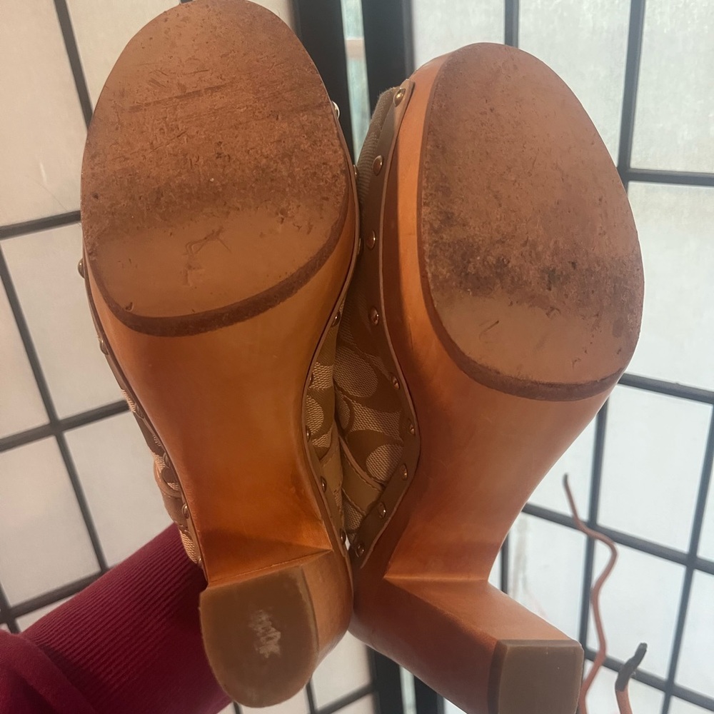 Coach Beige Patterned Mules - Picture 6 of 6